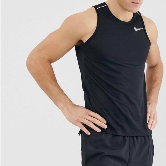 Nike Men's Miler Dri-Fit Tank Top - Black - Picture 3 of 9